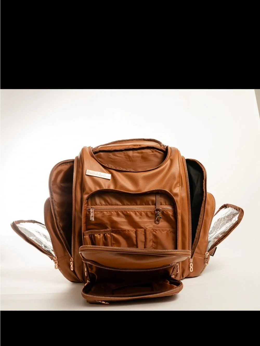 Elevated Creation Cognac Vegan Leather - Large Diaper Bag
